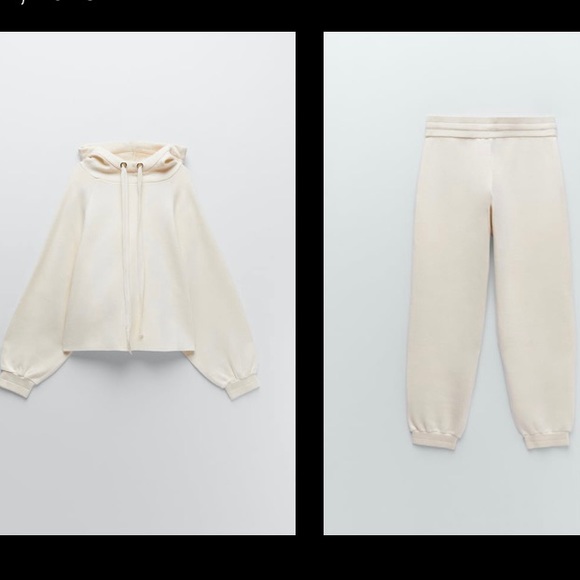 Zara Ecru knit hoodie and joggers set - Picture 3 of 4
